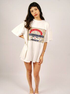 80s Express Jeans T-Shirt (XL) white vintage mens retro vtg graphic tee street